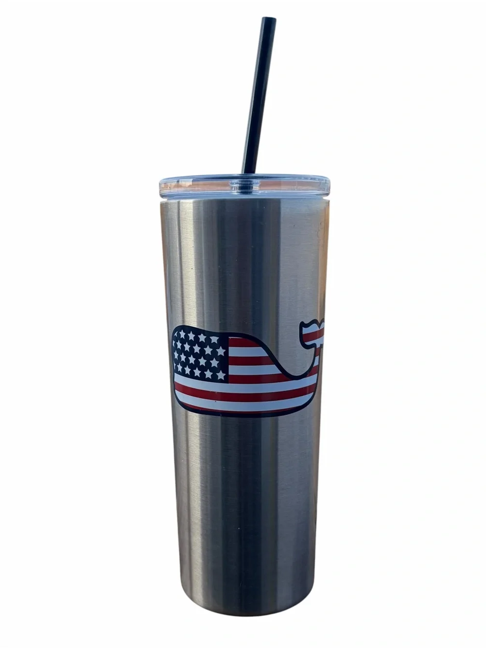 VINEYARD VINES X TARGET FLAG WHALE INSULATED TUMBLER WITH STRAW 22.5 OZ